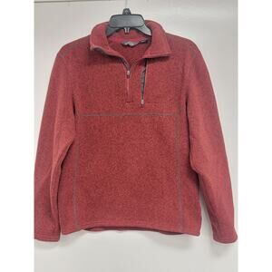 Mens EDDIE BAUER 1/4 1/2 Zip Red Sweater S Small 0048